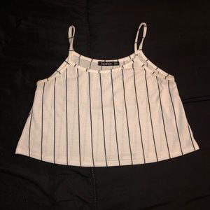 Boohoo Flowy Spaghetti Strap Striped Crop Top